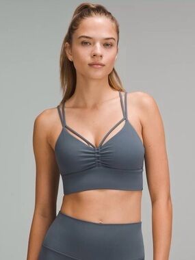 Lululemon Nulu Strappy V-Neck Yoga Bra Oil Grey OLBL